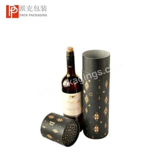 Custom Whisky Bottle Packaging Paper Tube Brandy Cylinder Container Box For Wine Bottle Eco Friendly