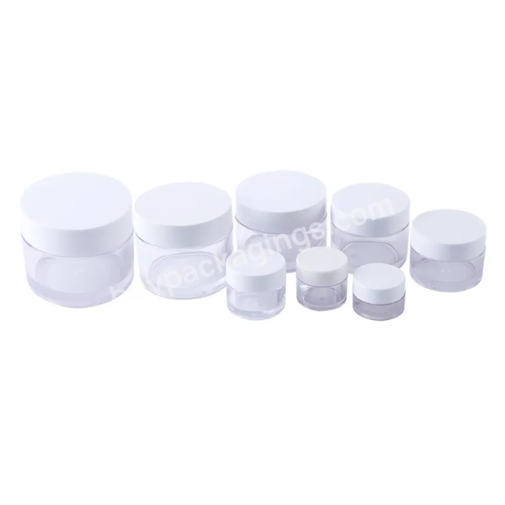 Custom White Pet 50/100/120/150/200/250ml Empty Cosmetic Plastic Containers Eye Face Cream Jars Skincare Cosmetic Packaging - Buy Large Acrlyic Jars Wholesale,Facial Cream Packaging,Plastic Eye Cream Empty Jars.