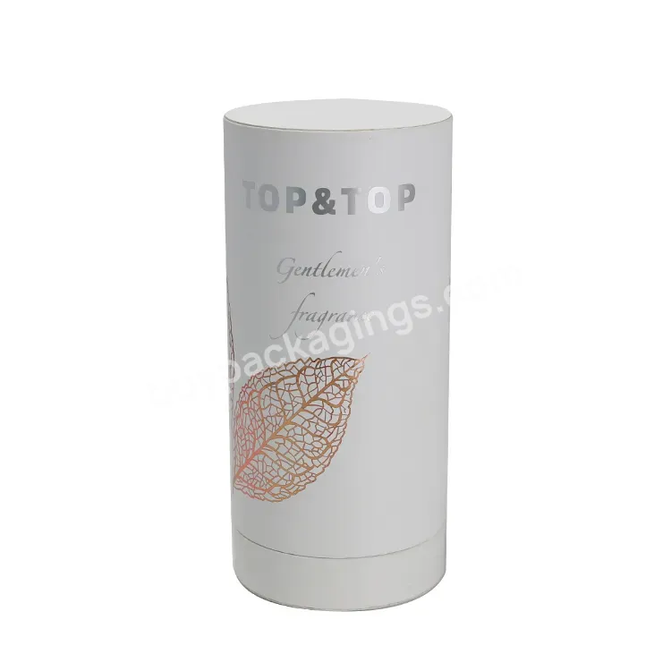Custom White Rigid Round Paper Box Design Printing Cylinder Cardboard Perfume Box With Hot Stamping Maple Leaf - Buy Recycled Beauty Box,Skin Care Packaging,Color Box.