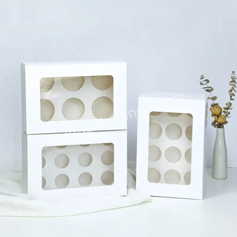 Custom White Transparent Window Packaging 6 Hole Mini Cupcake Paper Box With Plugin - Buy Cupcake Box,Factory High Quality Customized Paper Cake Box,Cake Box White.