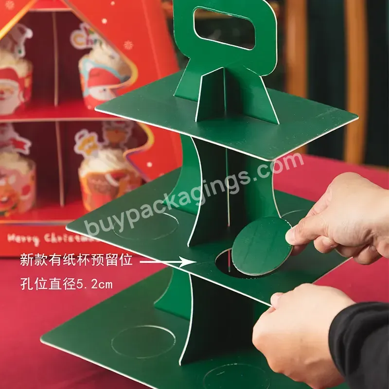 Custom Wholesale 2-layer Dessert Green Red Handle Cupcake Box Christmas Muffin Cake Box - Buy Christmas Food Packaging Box,Dessert Stand With Cover,Display Stands Set For Dessert Table.