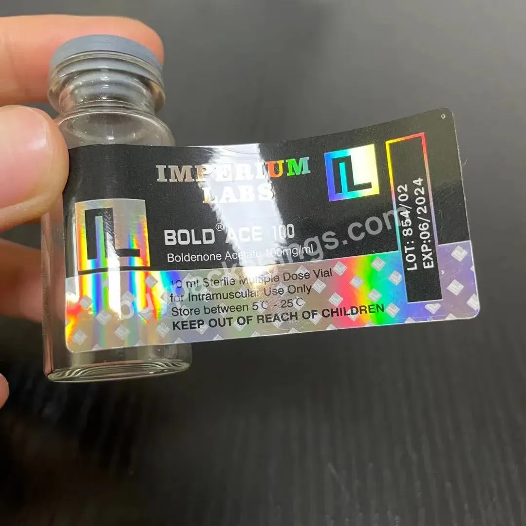 Custom Your Own Design Top Quality Laser Paper Stickers 10ml Hologram Vial Labels For Glass Bottle Packaging