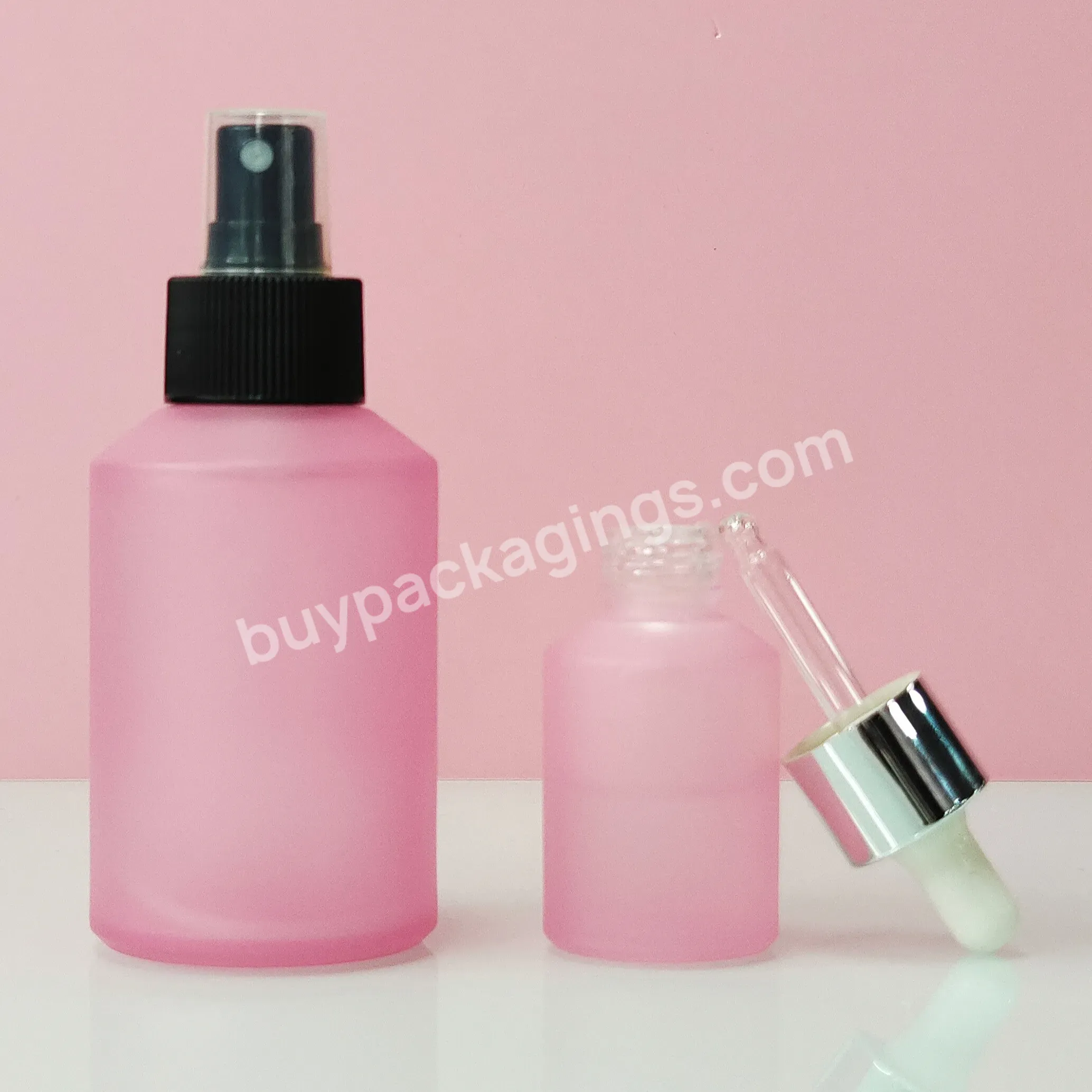 Customizable 30ml 50ml Oblique Shoulder Frosted Pink Essential Oil Empty Cosmetic Glass Dropper Bottle - Buy Skin Care Essence Bottle 30ml Glass Dropper Bottle,Glass Bottles Dropper,China Wholesale Glass Dropper Cosmetic Bottle.