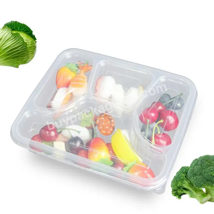 Customizable Disposable Plastic Rectangular Clear 4 Compartment Lunch Box Take Away Food Container - Buy Take Away Food Container,4 Compartment Lunch Box,Clear 4 Compartment Food Container.