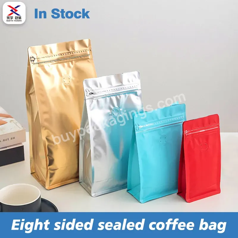 Customizable Logo Resealable Packaging Aluminum Foil Flat Bottom Stand Coffee Bean Packaging Pouch - Buy Matte Black Coffee Bag Package,8 Side Seal Pet Food Pouch,Colored Bags For Packaging Pet Food.