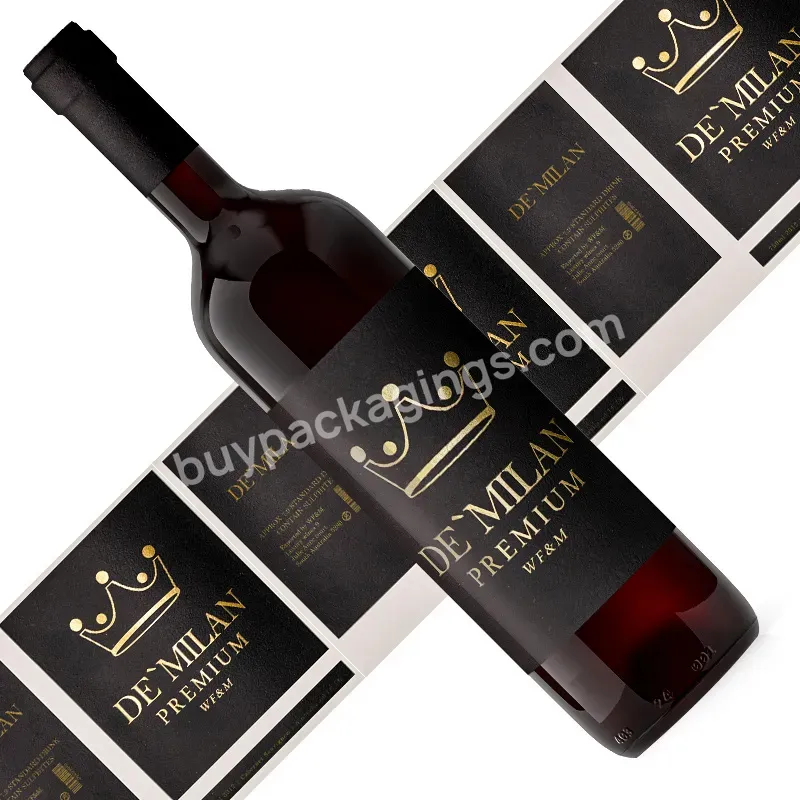 Customizable Printing Luxury Self Adhesive Vinyl Paper Sticker Waterproof Gold Foil Emboss Wedding Wine Bottle Label Sticker - Buy Texture Label,Stamping Label,Wine Label.