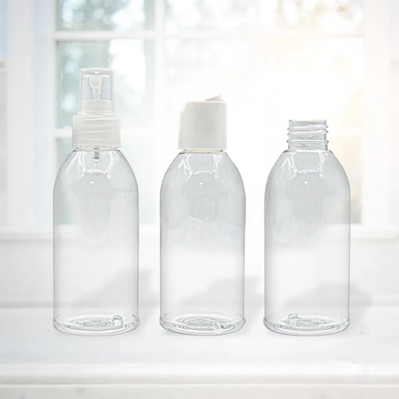Customize 170 ML Round Shape Bottle Transparent Plastic Sprays Bottle Skin Care Lotion Packaging Flip Caps Bottle Wholesale