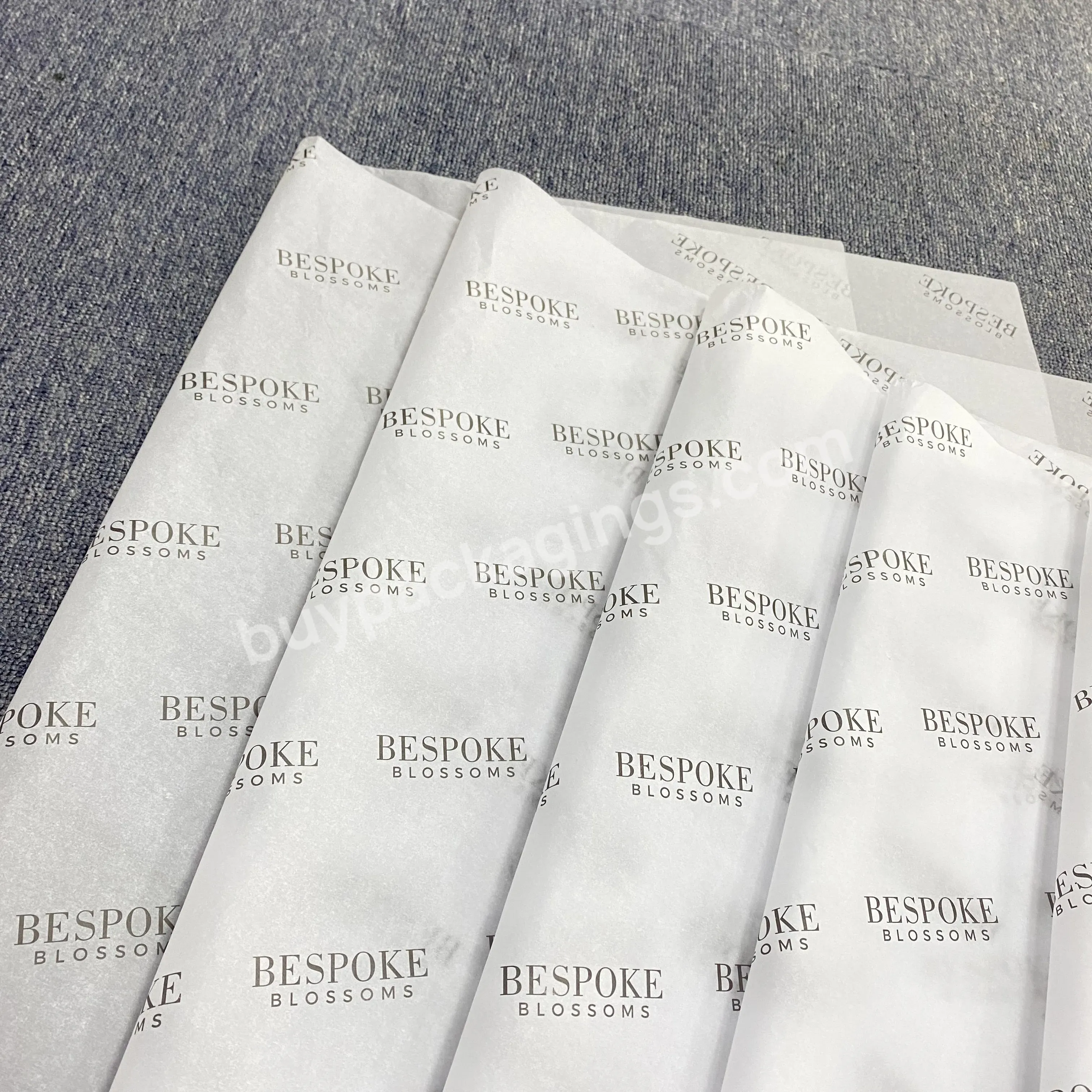 Customize Any Size Logo Print White Wrapping Tissue Paper 50*70cm Beautiful Flower Tissue With Brand Recyclable Gift Packaging - Buy White Wrapping Tissue Paper 50*70cm,Customize Any Size Logo Print,Flower Tissue With Brand Recyclable Gift Packaging.