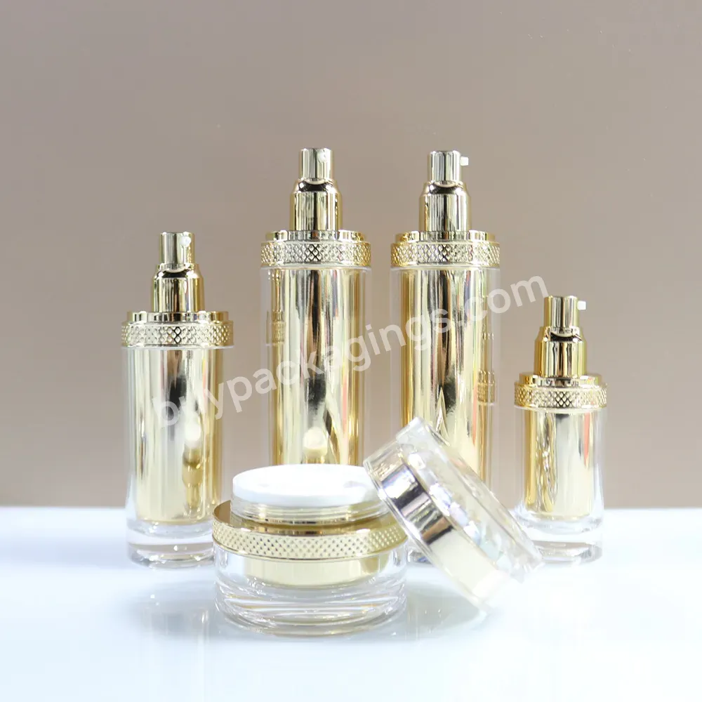 Customize Cosmetics Packaging 15g/30g/50ml/100ml Acrylic Luxury Gold Empty Lotion Bottle And Cream Jar/container - Buy Acrylic Cosmetic Jars Wholesale,Acrylic Round Jar,Acrylic Cosmetic Jar&bottle.