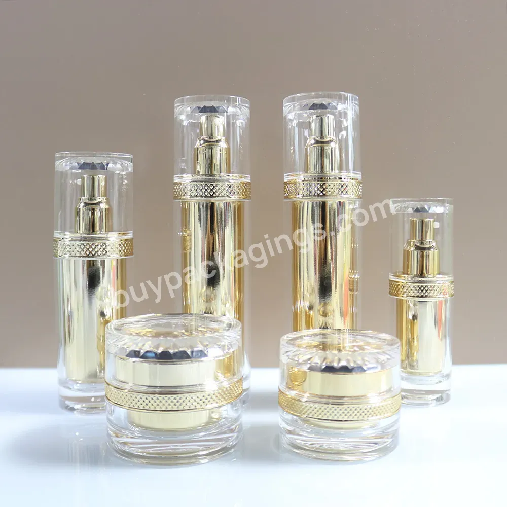 Customize Cosmetics Packaging 15g/30g/50ml/100ml Acrylic Luxury Gold Empty Lotion Bottle And Cream Jar/container - Buy Acrylic Cosmetic Jars Wholesale,Acrylic Round Jar,Acrylic Cosmetic Jar&bottle.