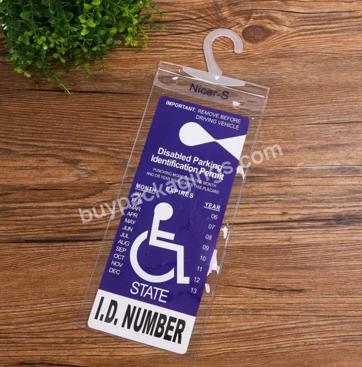 Customize Disabled Wheelchair Motor Vehicle Accessible Logo Handicap Placard Protectors Transparent Pvc Carrying Card Pouch Bag - Buy Clothing Office Supplies Loose - Leaf Disabled Caring People Motor Vehicle Identification Card Pvcbag,High Quality T