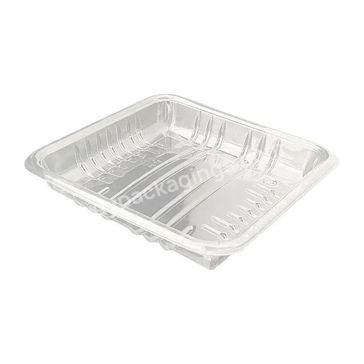 Customize Food Grade Supermarket Disposable Clear Rectangle Pp Pet Plastic Tray For Meat Packaging
