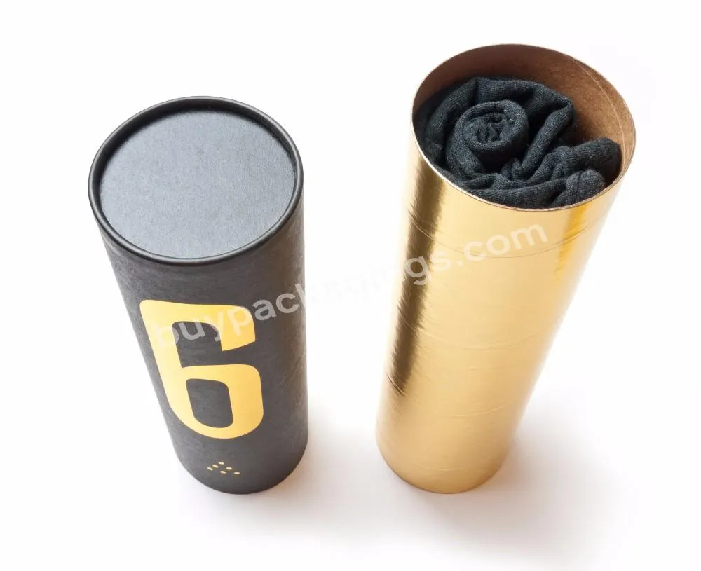 customize kraft clothing cylinder clothing package round underwear packaging paper tube for lid metal