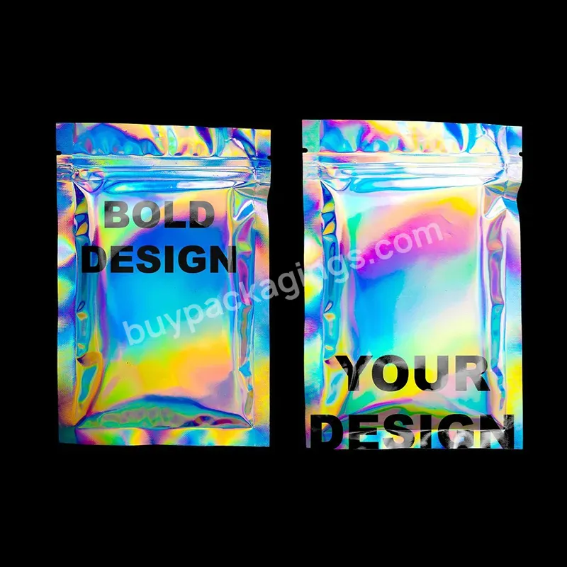 Customize Transparent Holographic Packing Bag Pouch Laser Laminated Plastic Packaging Bags - Buy Holographic Ziplock Bags,New Custom Mylar Laser Hologram Holographic Plastic Aluminum Foil Packaging Bag For Nail Art Decoration,Wholesale Custom Printed