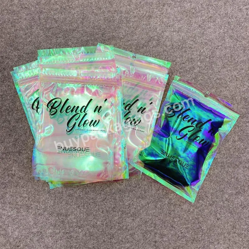 Customize Transparent Holographic Packing Bag Pouch Laser Laminated Plastic Packaging For Nail Art Decoration - Buy Holographic Packing Bag,Laser Laminated Bag,Custom Three Side Sealed Flat Foil Eyelash Zipper Holographic Laser Bags With Clear Front.