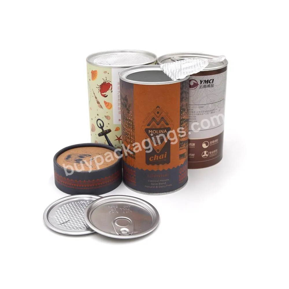 Customized Aluminum Foil Lined Food Packaging Paper Tube with Easy Tear Easy-open Lid