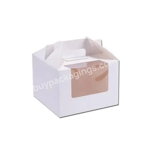 Customized Bakery Boxes Food Grade Tall Handle Cardboard Cake Packaging Boxes Birthday Party Cake Box With Window Paper 500 Pcs - Buy Cake Box Free Shipping Cack Box,Boxes For Cake Packing,6 8 10 12 14 Inch Tall Cake Box With Window.
