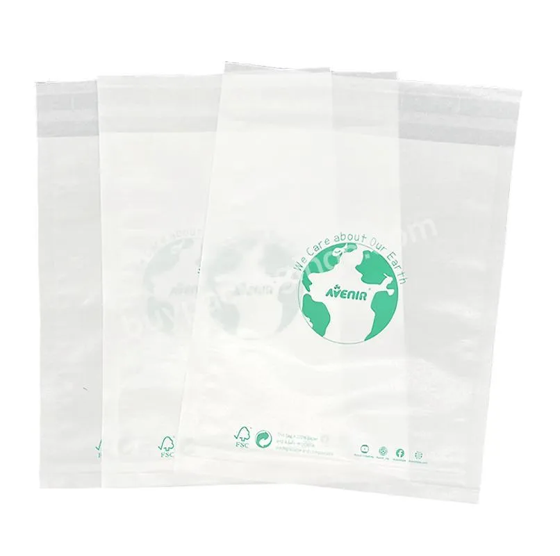 Customized Biodegradable Recyclable Small Clothing Packaging Kraft White Wax Lined Coated Bags Flat Glassine Paper Bag