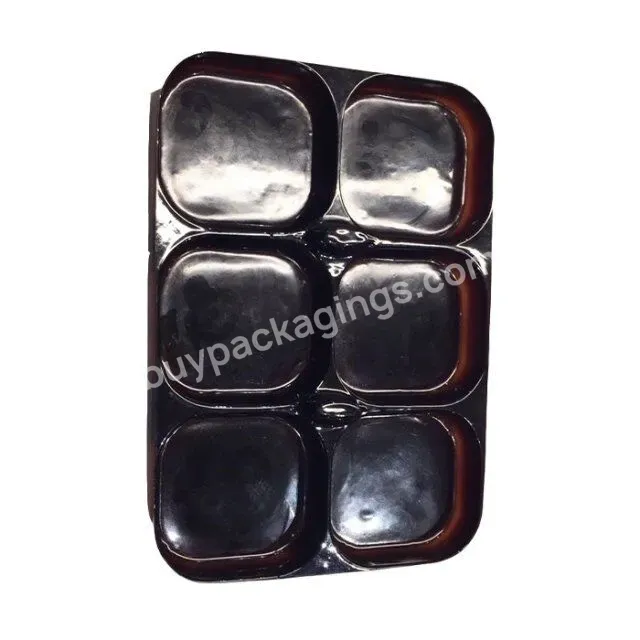Customized Black 6 Count Cupcake Tray With Transparent Lid Plastic Cupcake Biscuit Storage Container Cupcake Carries Boxes Pack