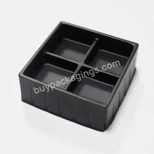 Customized Black Square 4 Cavity Disposable Plastic Chocolate Blister Plastic Insert Tray For Gift Box - Buy Disposable Plastic Chocolate Blister Plastic Insert Tray,Plastic Insert Tray For Gift Box,Black Square Chocolate Insert Tray.