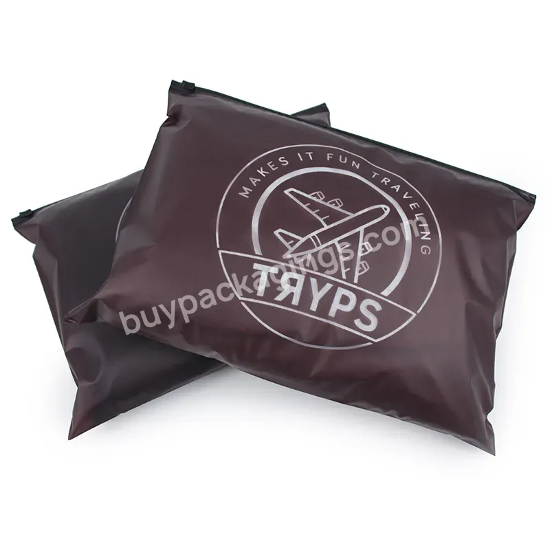 Customized Brown Zipper Bags Plastic Clothes Uniform Packaging Frosted Self Sealing Eco-friendly Packaging Bags For Clothes - Buy Recyclable Plastic Zipper Bag For Uniform Clothes,Custom Printed Ziplock Bags Chocolate Color Plastic Clothes Bag Shirts
