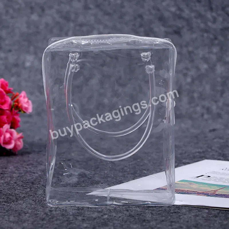 Customized Clear Pvc Cosmetic Bag Portable Plastic Rope Handle Bag With Zipper - Buy Packing Bag,Transparent Cosmetic Bag,Handle Cosmetic Bag.