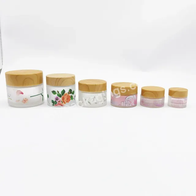 Customized Cosmetic Packaging Silk Screen Printing Frosted Glass Cosmetic Jar With Bamboo Lid For Cream - Buy Glass Cosmetic Jar 50g Glass Jar Cream Glass Cosmetic Jar,Frosted Glass Jar,Glass Cream Jar.