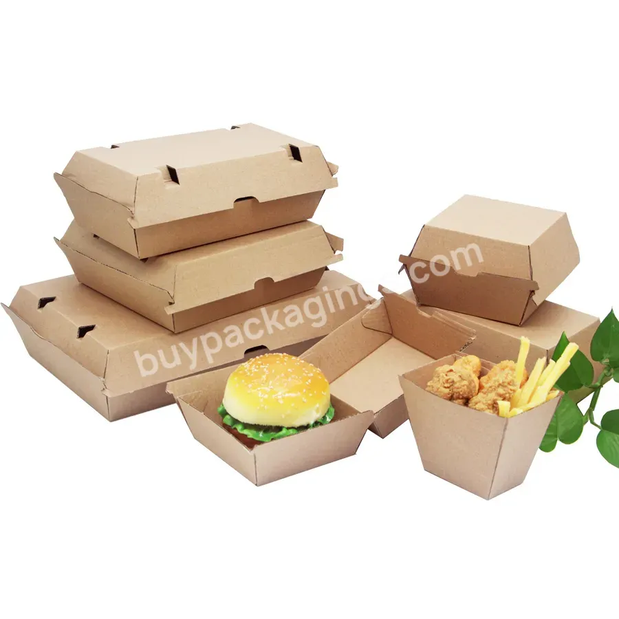 Customized Disposable Food Packaging Hamburger Carton Kraft Paper Slot Corrugated Super Thick Paper Hamburger Box - Buy Hamburger Box,Paper Hamburger Box,Customized Disposable Food Packaging Hamburger Box.