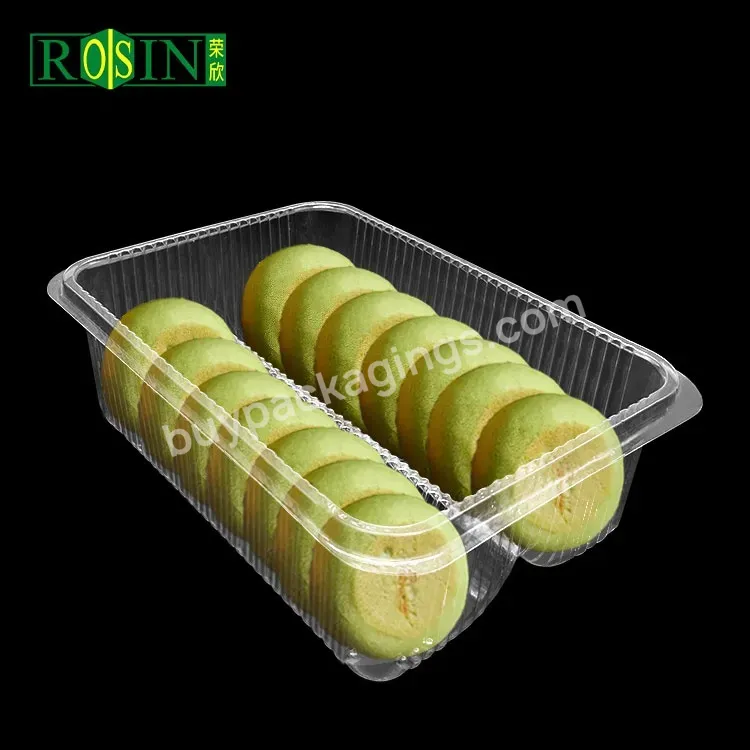 Customized Disposable Transparent Rectangular Double Compartment Shortbread Chocolate Cookie Inner Tray Container Packaging
