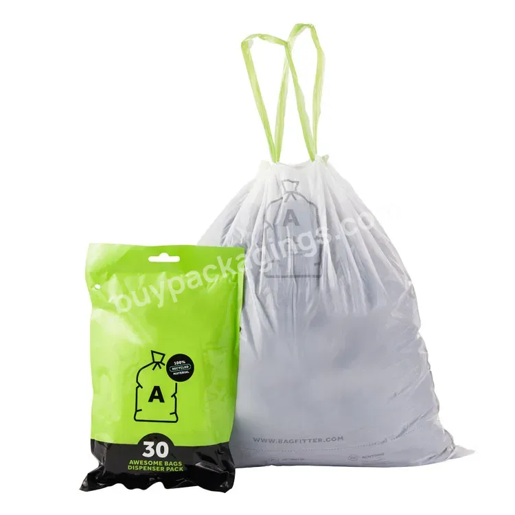 Customized Eco-friend Drawstring Trash Bag,Tear-free Drawstring Garbage Bags,Grs Trash Bag - Buy Lldpe Trash Bag,Disposable Drawstring Trash Bag,Household Trash Bag.