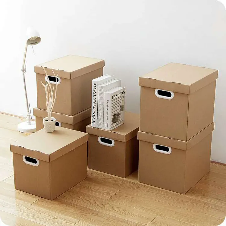 Customized environmental thicken made in china cardboard storage foldable moving storage paper box , paper document storage box