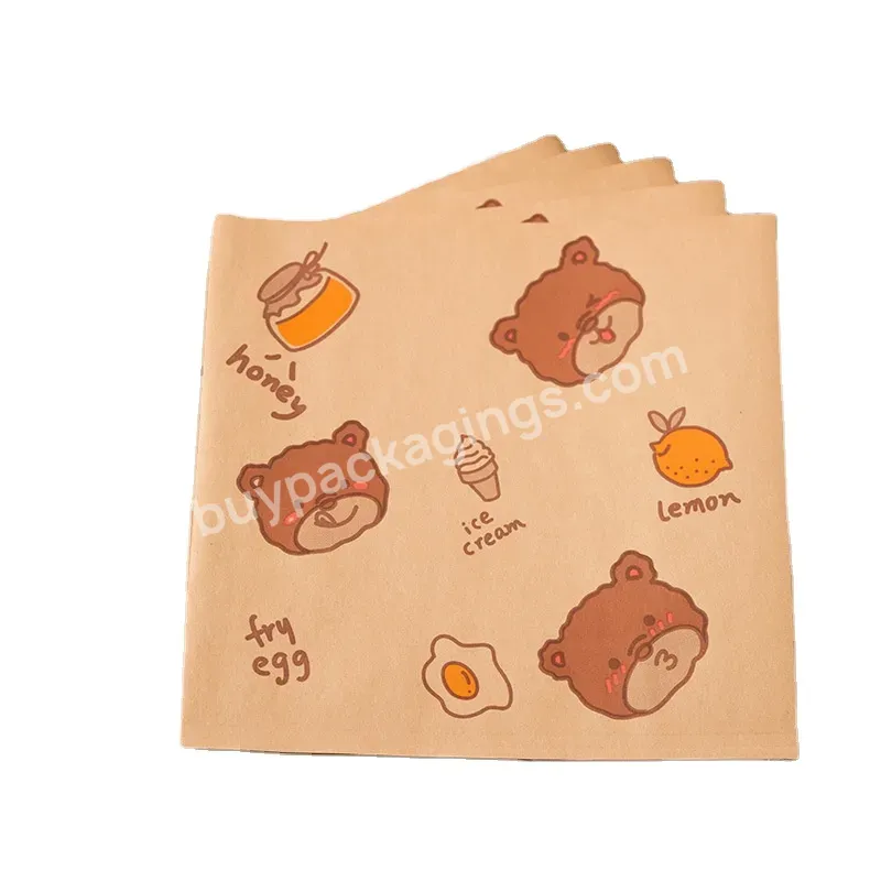 Customized Fast Food Paper Packaging Wrap Heat Resist Food Grade Grease Proof Paper For Burger Fried Chicken Snake Bread - Buy Custom Printed Logo Food Grade Restaurant Burger Hamburger Fried Chicken Greaseproof Paper Fast Food Wax Pe Wrapping Paper,