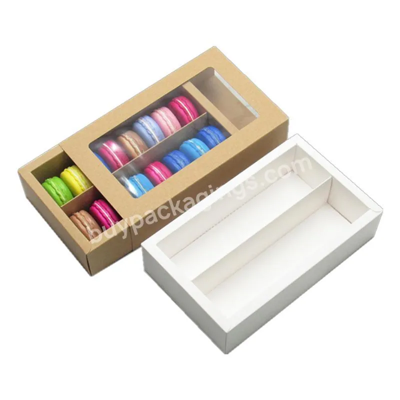 Customized folding 8 and 16 macarons drawer packaging gift macaron box with clear window