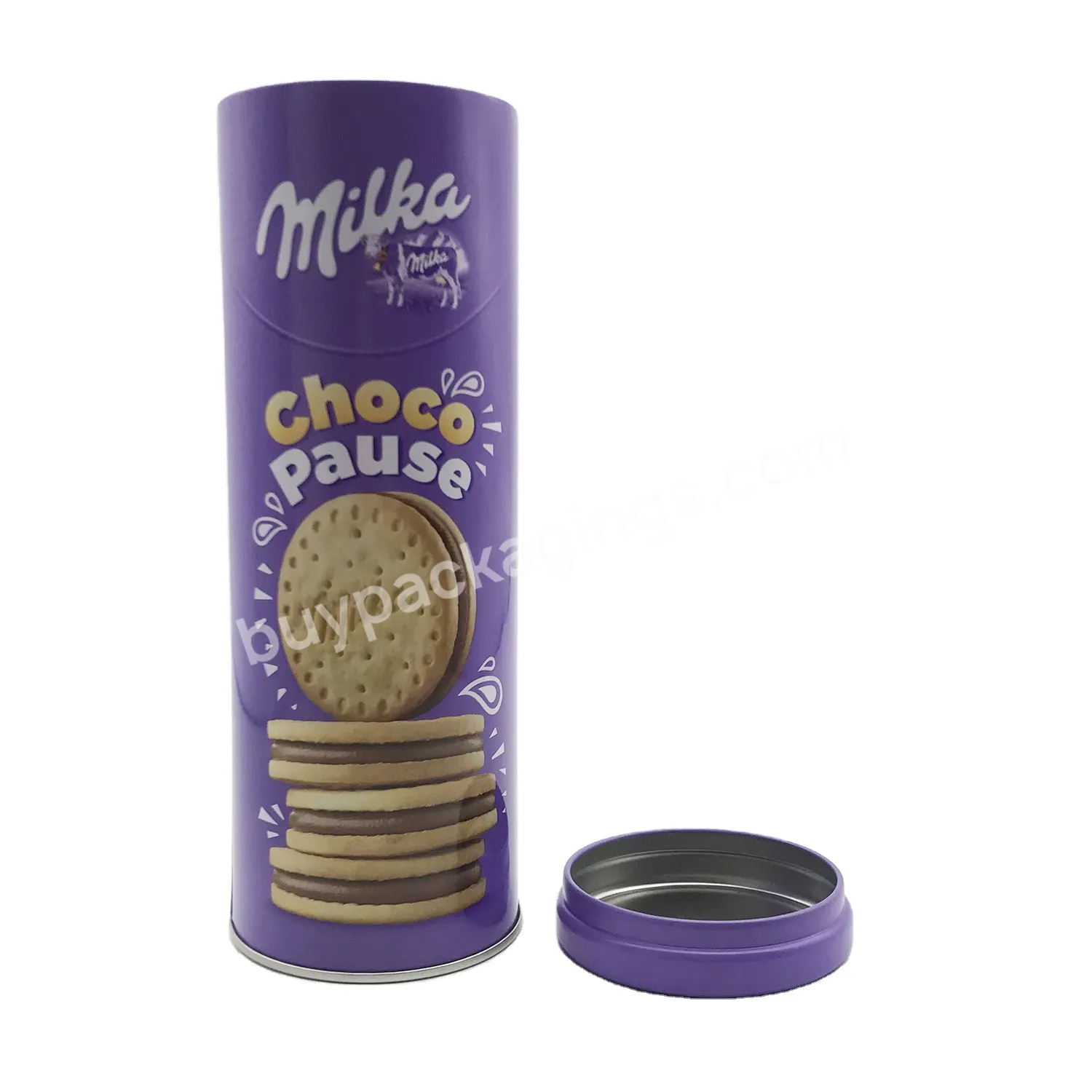 Customized Food Grade Empty Round Chocolate Bar Cookie Tin Box