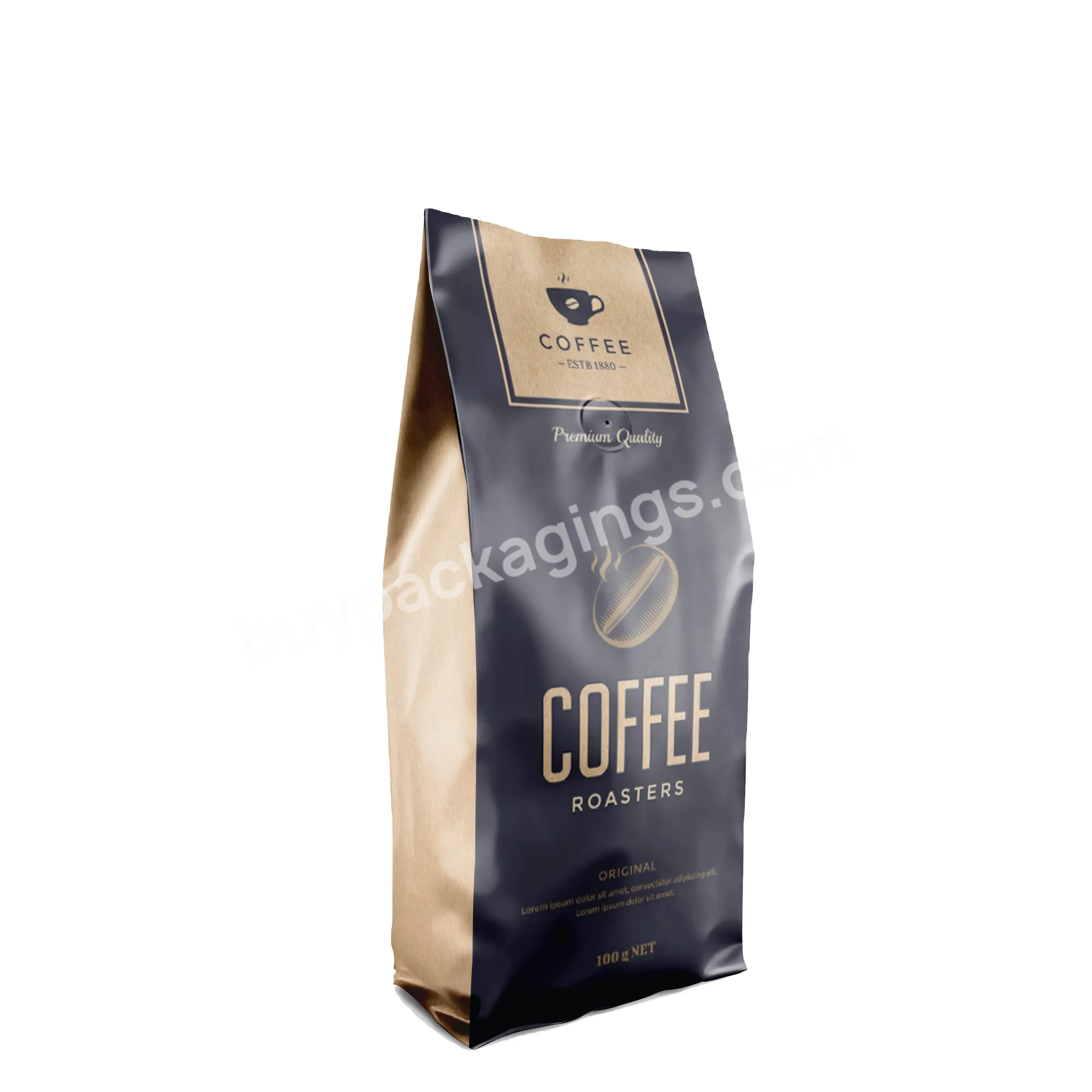 Customized Food Grade Pouch Coffee Packaging Bags Black Kraft Paper Laminated Aluminum Valve Coffee Bag Resealable Valve - Buy Kraft Paper Laminated Aluminum Valve Coffee Bag,Coffee Packaging Bags Black Kraft Paper,Kraft Coffee Bags Resealable Valve.