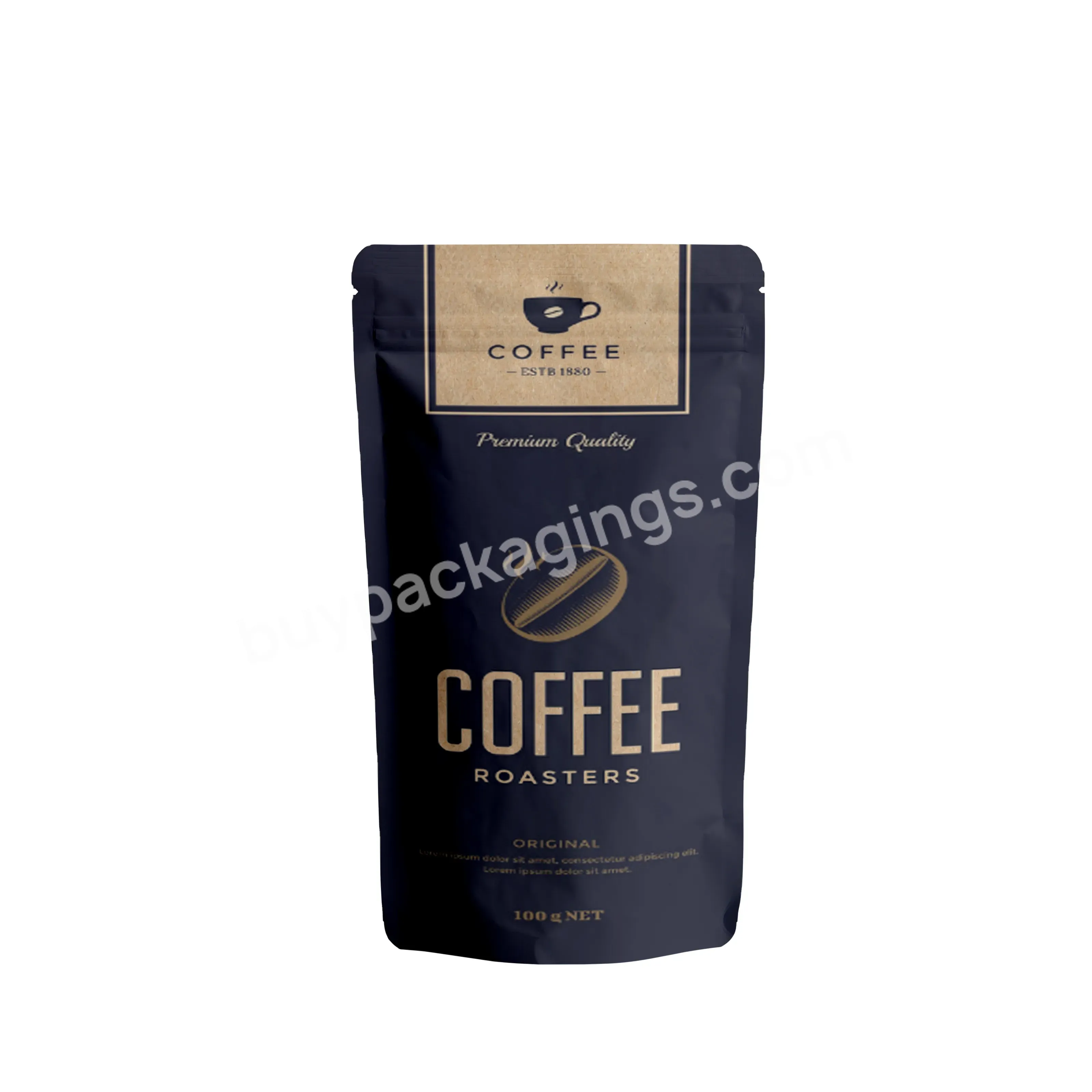 Customized Food Grade Pouch Coffee Packaging Bags Black Kraft Paper Laminated Aluminum Valve Coffee Bag Resealable Valve - Buy Kraft Paper Laminated Aluminum Valve Coffee Bag,Coffee Packaging Bags Black Kraft Paper,Kraft Coffee Bags Resealable Valve.