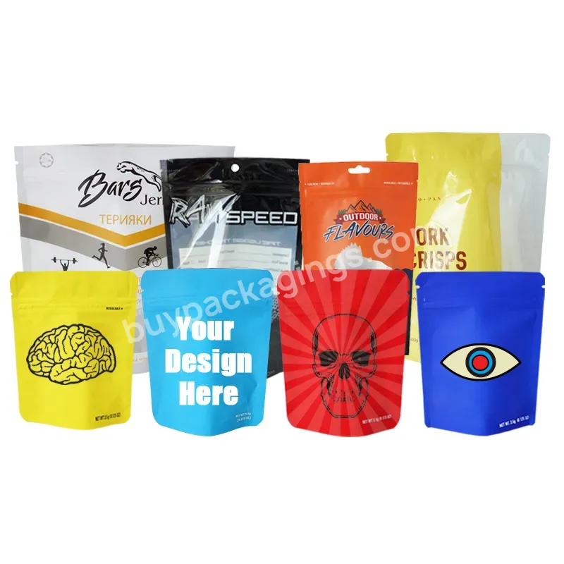 Customized Food Printing Heat Sealed Plastic Packaging Stand Up Pouch Bag Zipper Mylar Bag - Buy Custom Size Logo Matte Mylar Bags,Hot Sale Food Deodorant Packaging Bags Resealable Packaging Bags,Custom Printed Mylar Bag 3.5g Ziplock Pouch Smell Proo