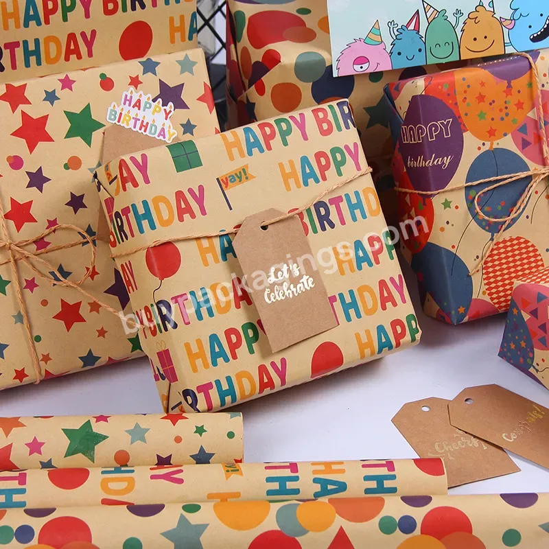 Customized Gift Wrapping Paper Gift For Baby Shower Kids Birthday Christmas Gift Wrap - Buy 50*70cm Happy Birthday Day Design Kraft Paper,Gift Wrapping Paper,Gift Wrapping Paper For Kids Birthday Gift Wrapping.