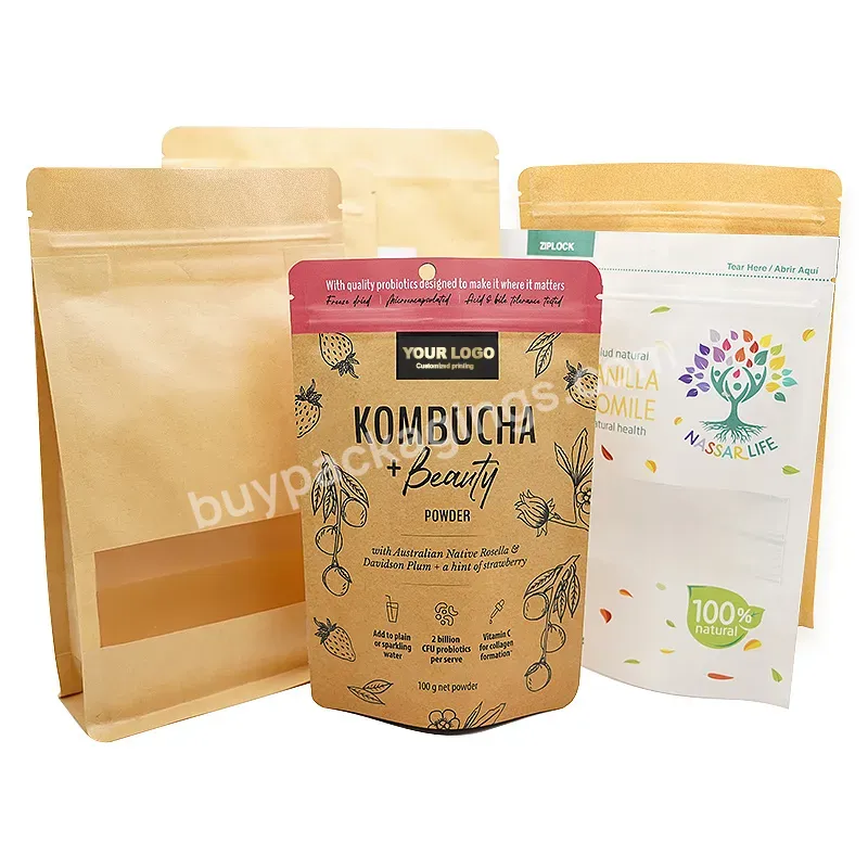 Customized High-quality Waterproof Transparent Window Opening Kraft Paper Standing Pouch Kraft Paper Aluminum Foil Bag - Buy Good Quality Of Customized Pattern Design Pouch,Kraft Paper Zipper Bag,The Window Design Allows You To See The Items Inside.