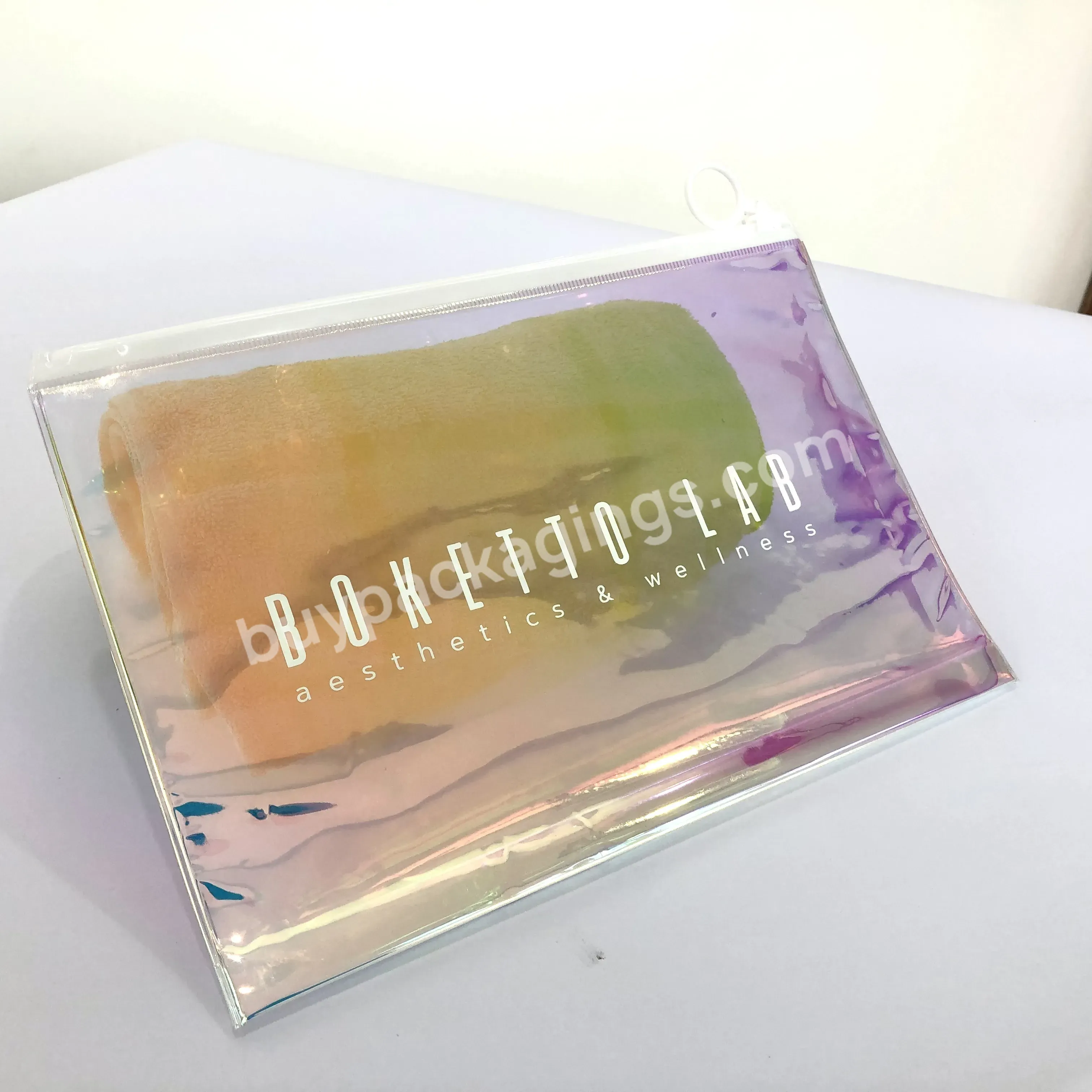 Customized Holographic Pvc Laser Waterproof Poly Metallic Mailer Clear Side Bag - Buy Holographic Bag Ziplock,Holographic Poly Metallic Mailer Clear Side Bag,Holographic Pvc Bag.