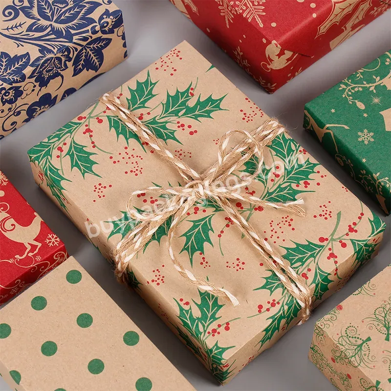 Customized Kraft Gift Wrapping Paper In Stock Size 50*70 Cm/sheet Christmas Papel De Regalo Manufacturers Double Sided Printing - Buy Gift Wrapping Paper,Christmas Wrapping Paper,Kraft Gift Wrapping Paper.
