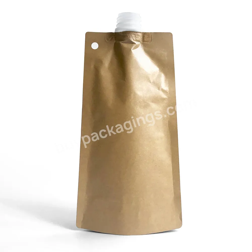 Customized Leakage Proof Brown Kraft Paper Bags Liquid Drink Spout Pouch Packaging Bag - Buy Brown Kraft Paper Bags,Spout Pouch Bag,Drink Bag Pouch.