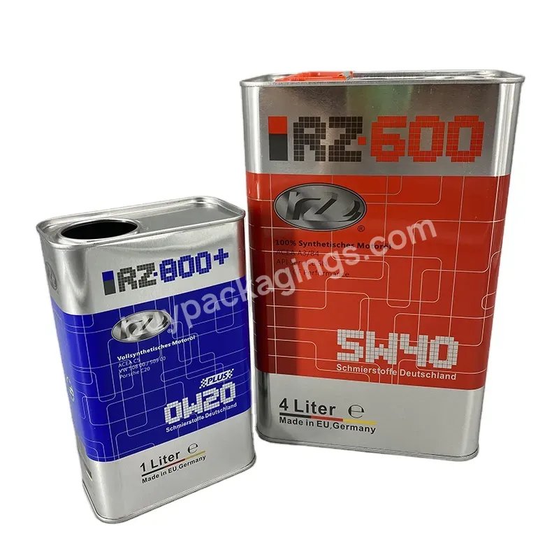 Customized Logo 1l 4l Empty Rectangular Tin Can With Plastic Pour Spout For Lubricant Oil - Buy Lubricant Oil Tin Can,Empty Oil Tin Can 1l 4l,Rectangular Tin Can.