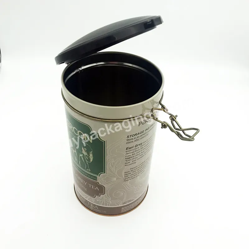 Customized Logo 250 G Earl Grey Tea Clip Lid Airtight Tin Box With Plastic Lid - Buy Airtight Tin Box,Airtight Coffee Tin Can,Black Tea Tin Box.