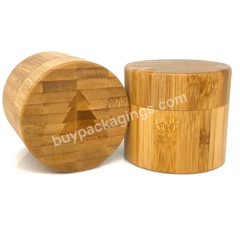 Customized Logo 2oz 3oz 4oz 5oz Child Resistant Bamboo Jar Glass Wood Bamboo Jars Glass Inner With All Bamboo Jar