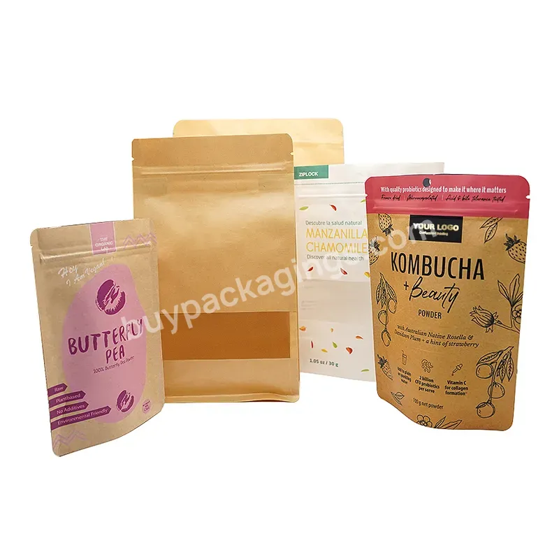 Customized Logo Eco Friendly Plastic Packaging Stand Up Zipper Ziplock Recyclable Resealable Biodegradable Kraft Paper Bag - Buy Customized Logo Recyclable Packaging Pouch Biodegradable Kraft Paper Bag,Compostables Eco Friendly Biodegradable Kraft Pa