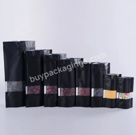 Customized Matte Black Stand Up Aluminum Foil Zipper Lock Pouch Package Bags For Doypack Mylar Storage Food - Buy Matte Black Stand Up Aluminum Foil Bag,Matte Black Bag,Doypack Mylar Storage Ziplock Food Bags.