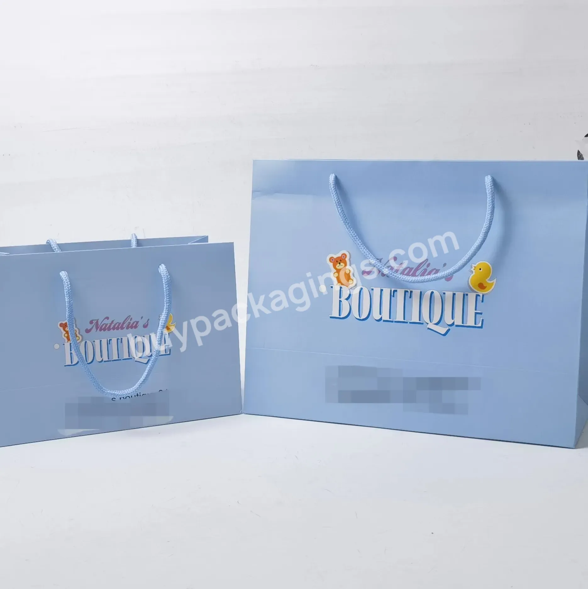 Customized Personalized Blue 230g Full Color Cardboard Paper Bag With Brand Printed For Baby Boutique Gift Packaging Bag - Buy Cardboard Paper Bag,Full Color Cardboard Paper Bag,Gift Packaging Paper Bag.