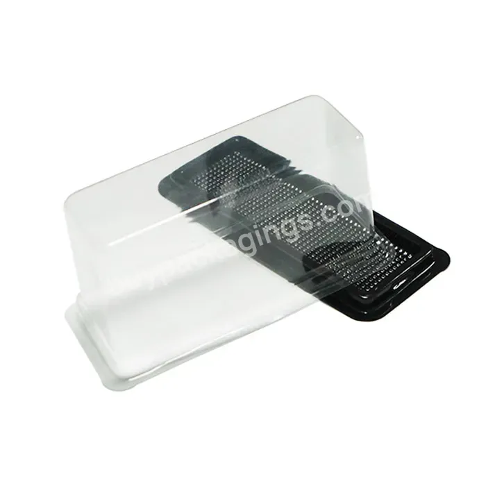 Customized Plastic Black Rectangular Bottom Tray And Transparent Lid For Cake Box 8x8x6 Plastic Packaging Container