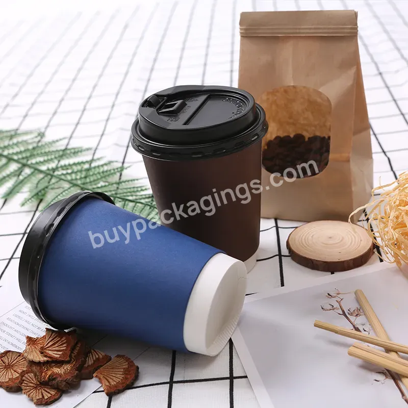 Customized Print Logo Compostable Coffee Cups 8oz 12oz 14oz 16oz 22oz Paper Glass For Hot Drink